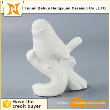 Decorative Glazed White Ceramic Bird Craft